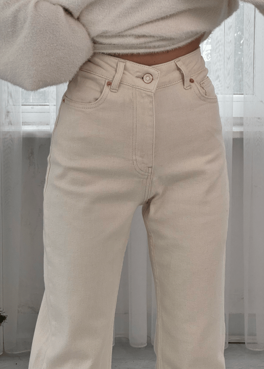 Stitched Wide Leg Relax Jeans 