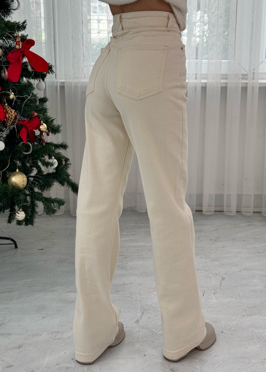 Stitched Wide Leg Relax Jeans 