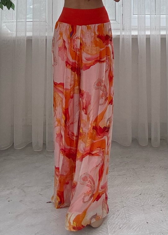 Sunset Flow Turuncu Etnik Desen Pantolon