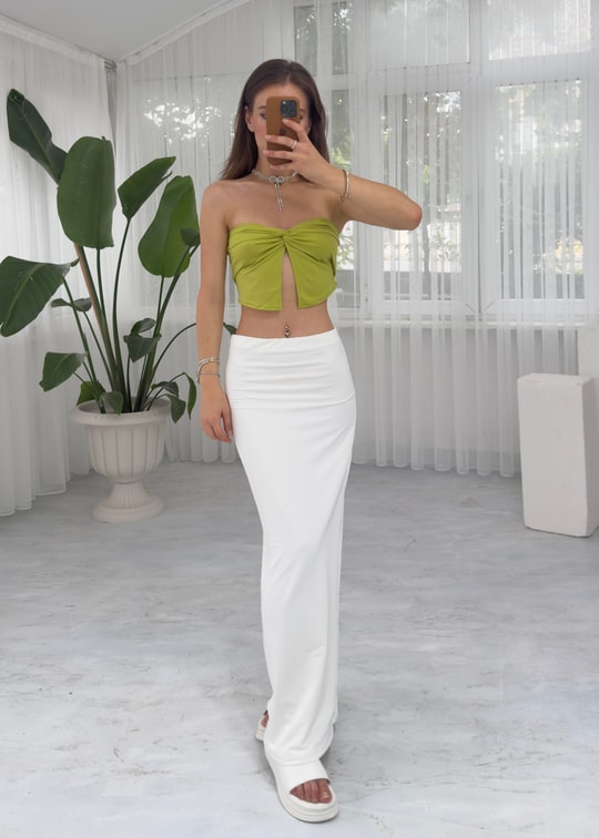 Bella Maxi Ekru Basic Etek 