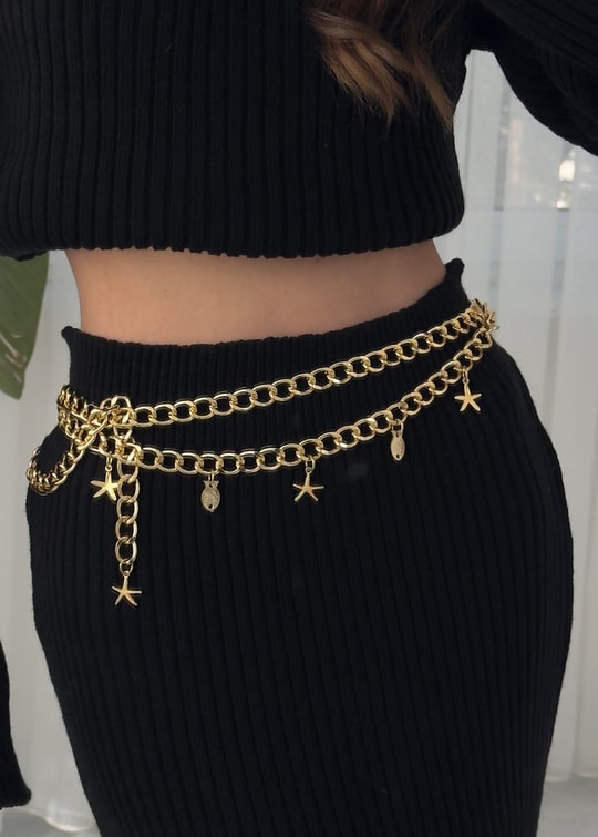 Gold Zincir Charmlı Kemer 