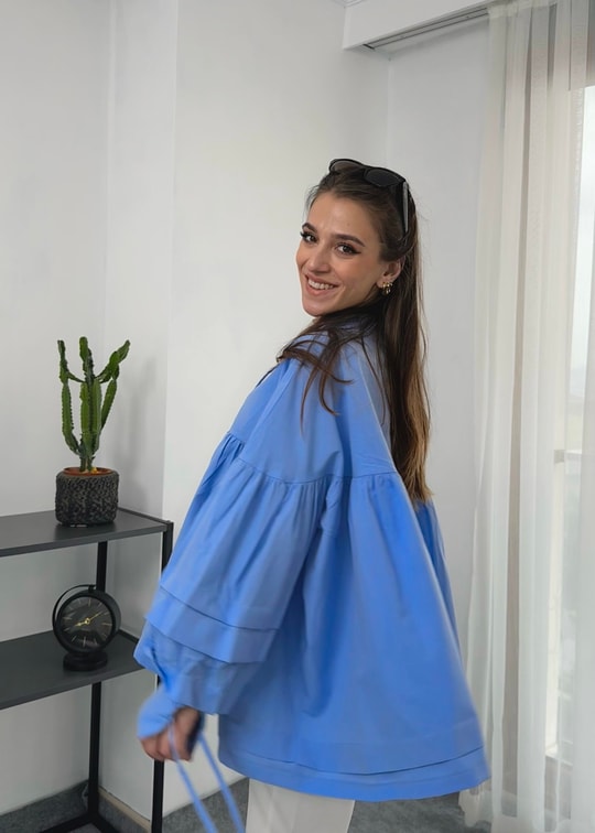 Koyu Mavi İpli Poplin Gömlek 