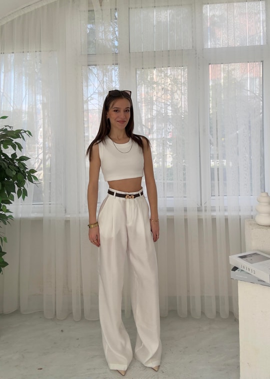 Lisy Ekru Tensel Pantolon