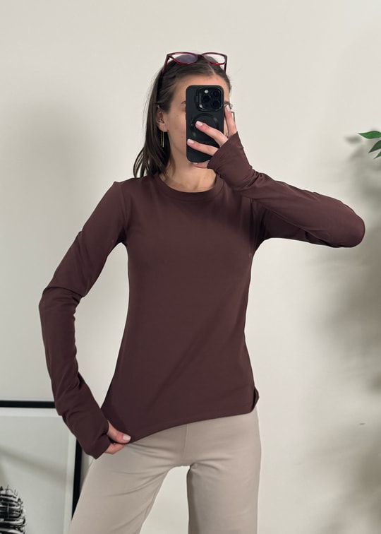 Oysh Model Parmak Geçmeli Kahverengi Body