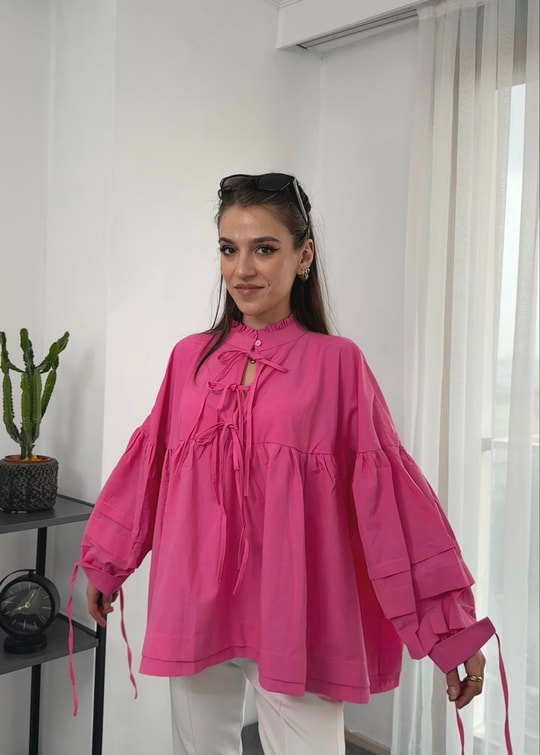 Pembe İpli Poplin Gömlek 