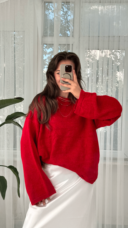 Rose Basic Kırmızı Kazak 