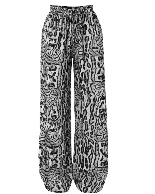Roxy Desenli Bol Paça Saten Pantolon