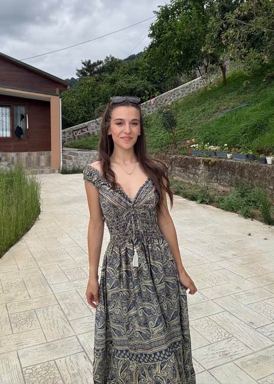 Seranya Gipeli  Etnik Desen İpekk Elbise 