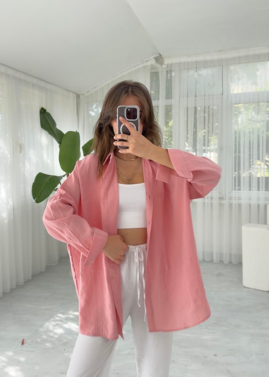 Somon Tensel Oversize Gömlek 