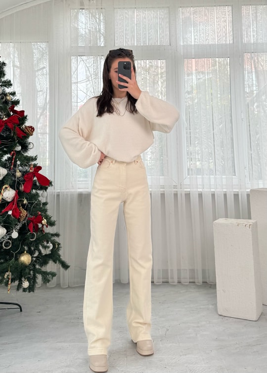 Stitched Wide Leg Relax Jeans 