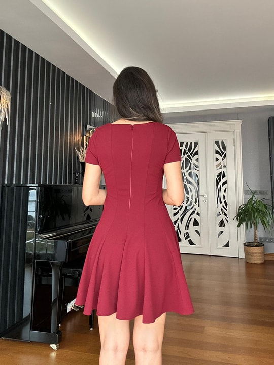 Bordo Kloş  Elbise