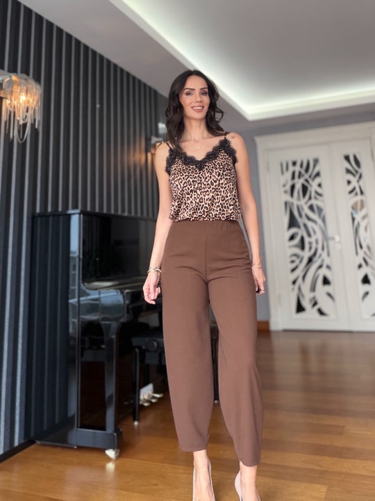  Brown Lycra Balloon Pants