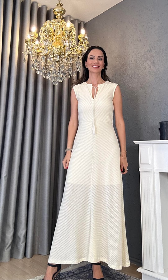 Cream Thin Knitted Dress