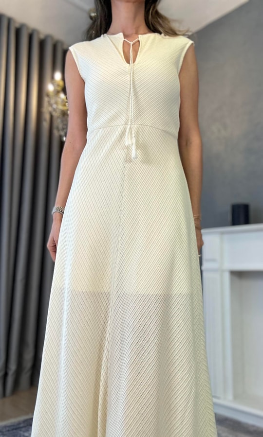Cream Thin Knitted Dress