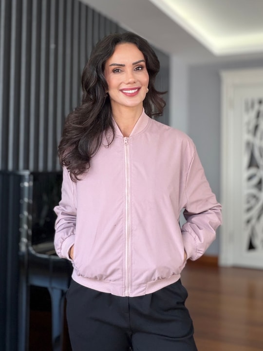 Lila Su Geçirmez Bomber Mont