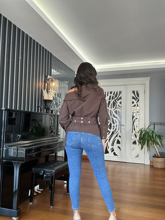 Mavi Push Up Likralı Pantolon