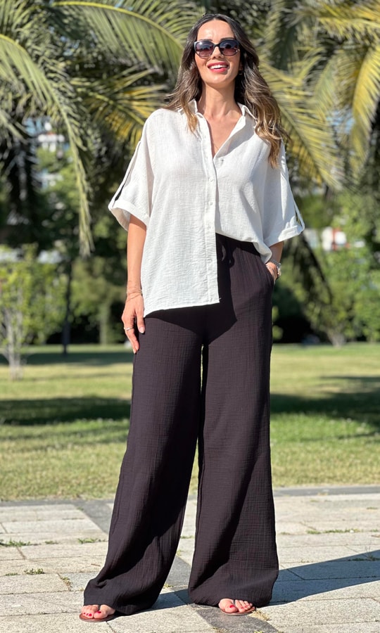 Siyah Müslin Pantolon