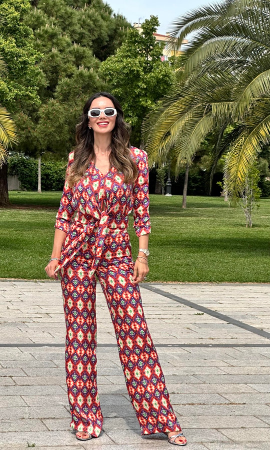 Turuncu Saten Bluz Pantolon Takım