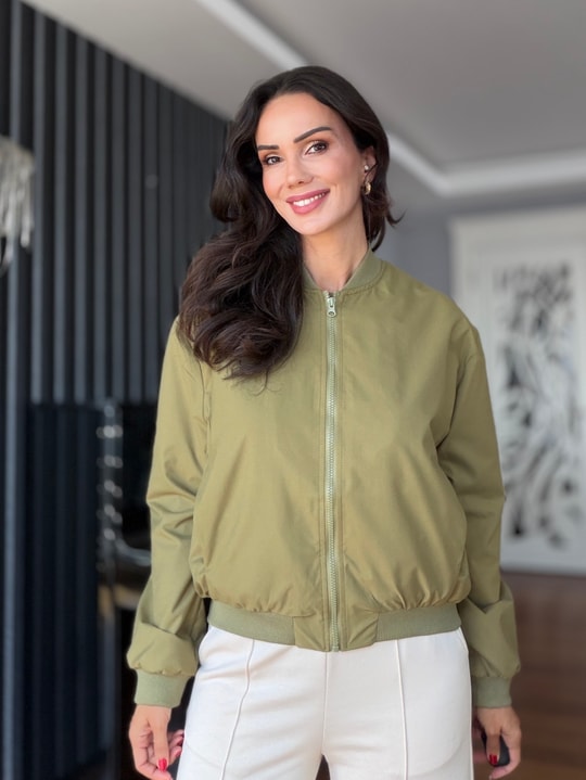 Yeşil Su Geçirmez Bomber Mont