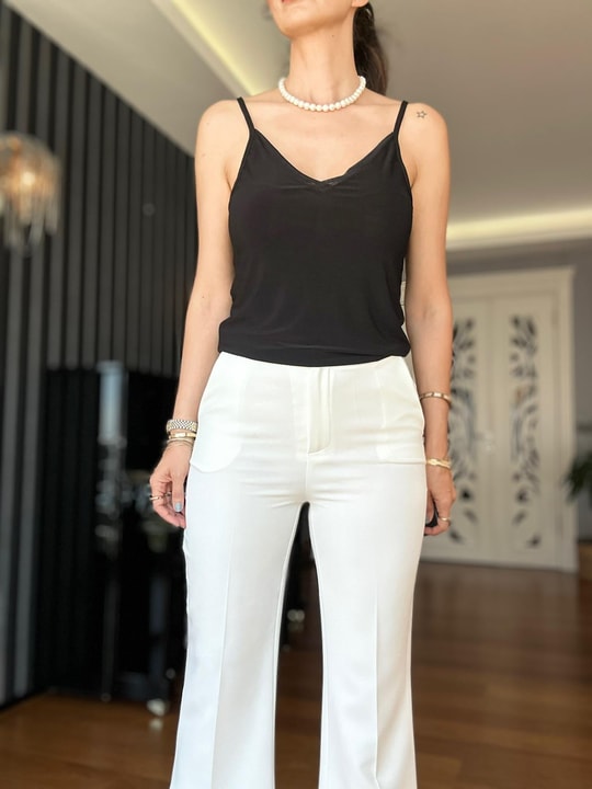 Beyaz Flare Pantolon