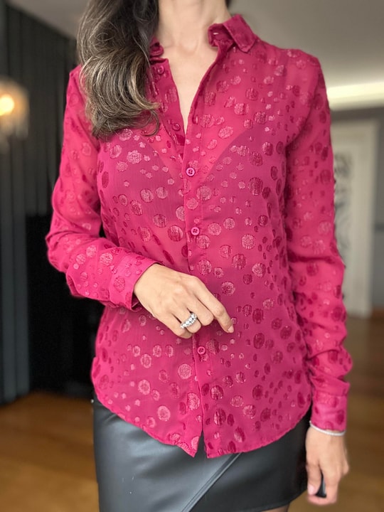 Bordo Şifon Gömlek