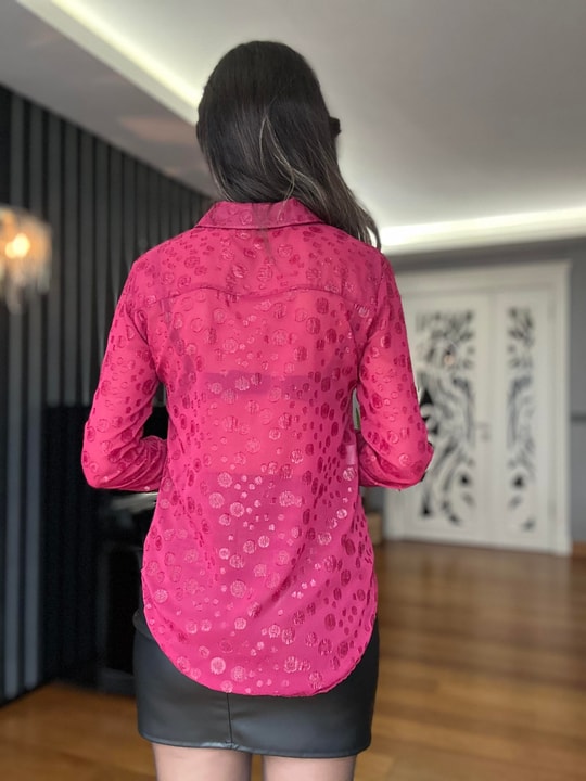 Bordo Şifon Gömlek