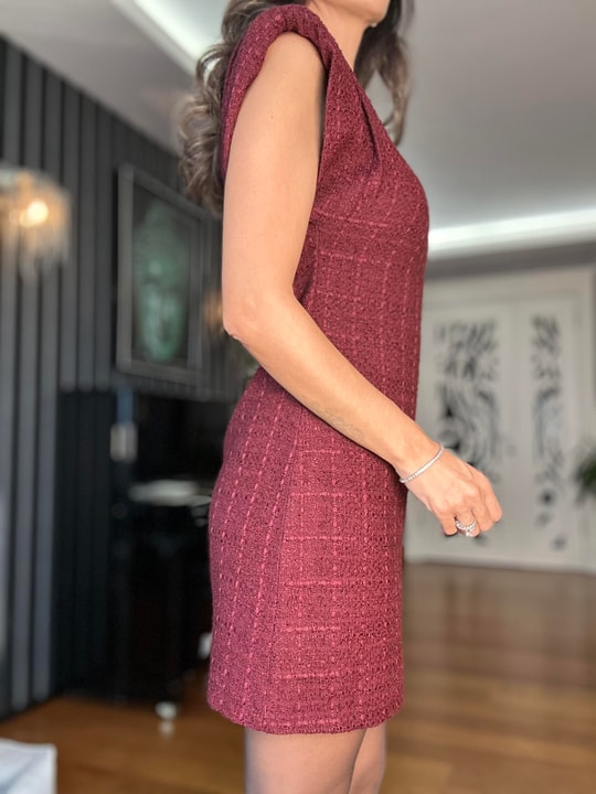 Bordo Tüvit  Elbise