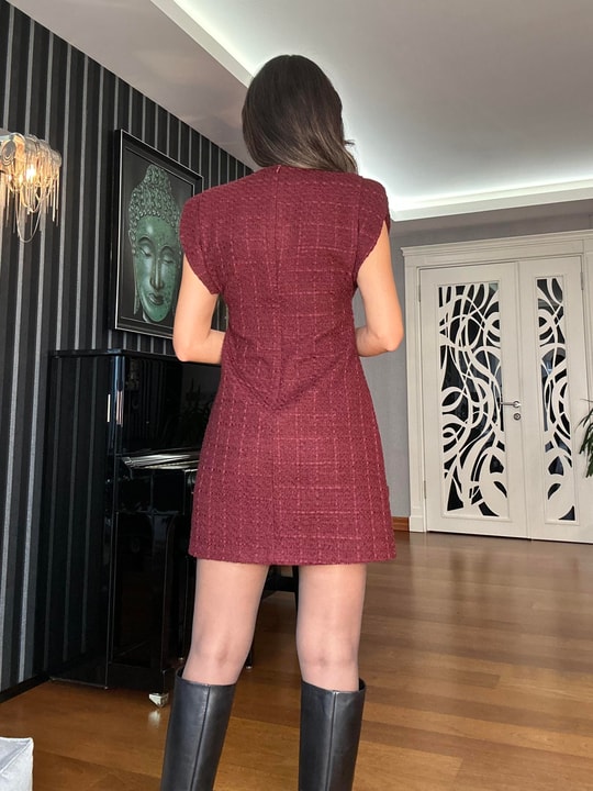 Bordo Tüvit  Elbise