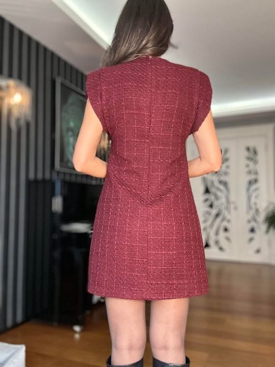 Bordo Tüvit  Elbise