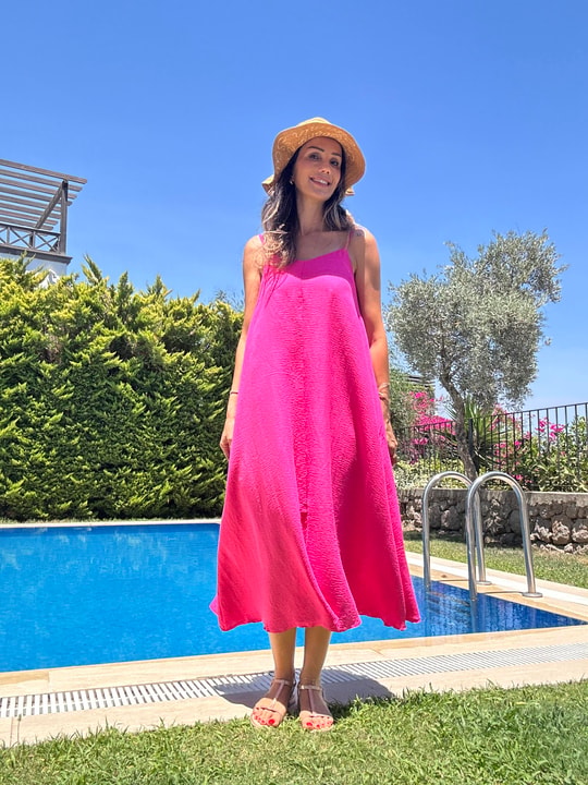Fuchsia Strappy Tencel Dress
