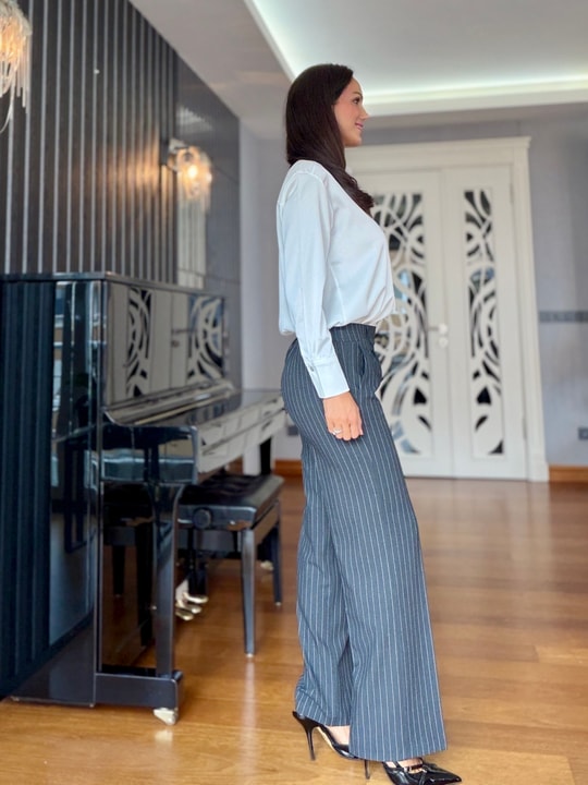 Gri Çizgili Premium Pantolon Ceket Takım