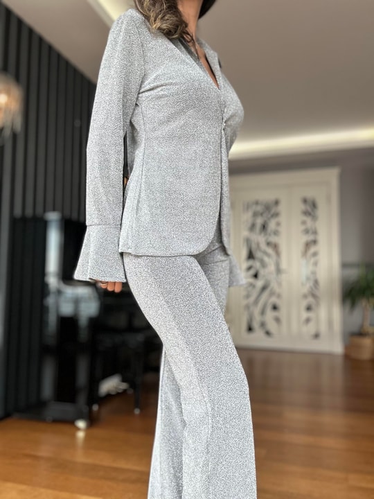 Gümüş Ceket Pantolon Takım