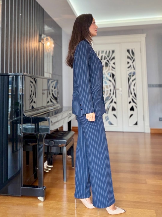 Lacivert Çizgili Premium Pantolon Ceket Takım
