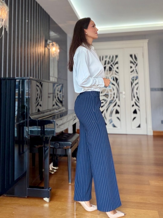 Lacivert Çizgili Premium Pantolon Ceket Takım