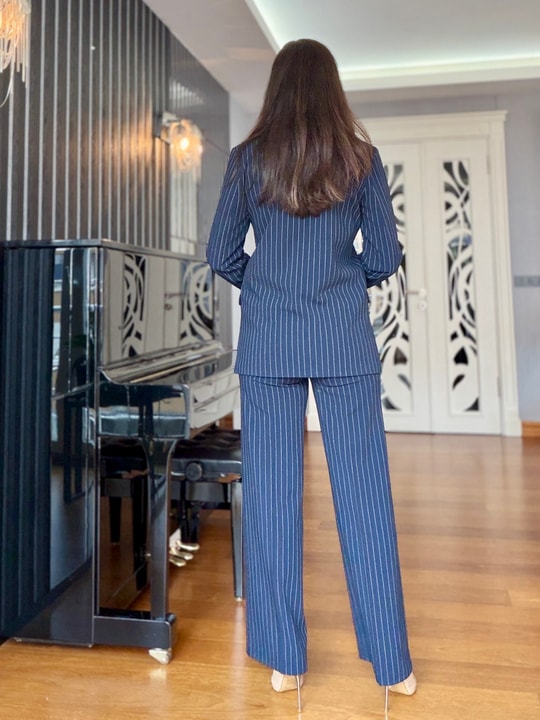 Lacivert Çizgili Premium Pantolon Ceket Takım