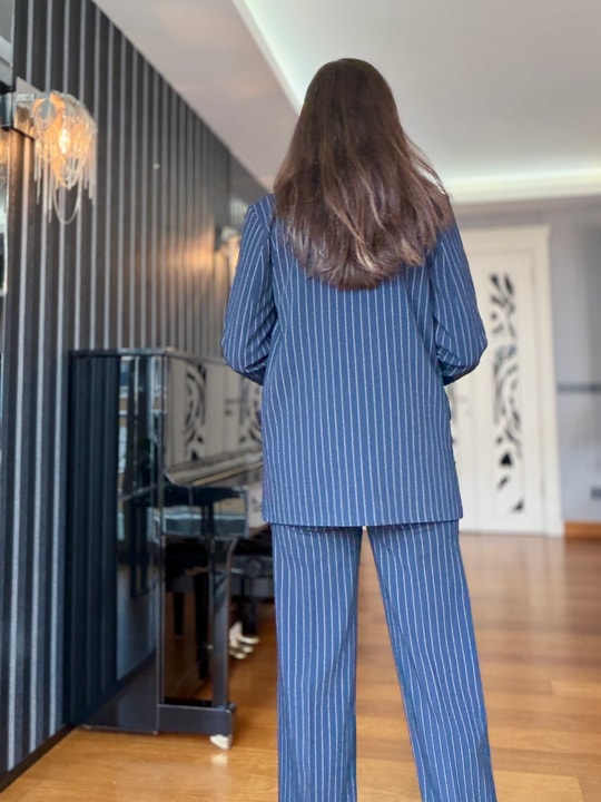 Lacivert Çizgili Premium Pantolon Ceket Takım