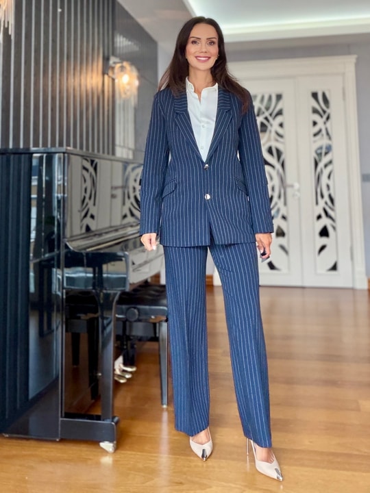 Lacivert Çizgili Premium Pantolon Ceket Takım