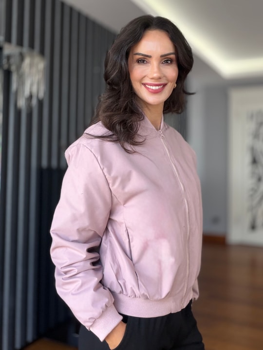 Lila Su Geçirmez Bomber Mont