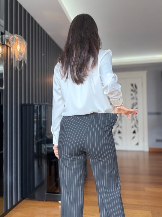 Siyah Çizgili Premium Pantolon Ceket Takım