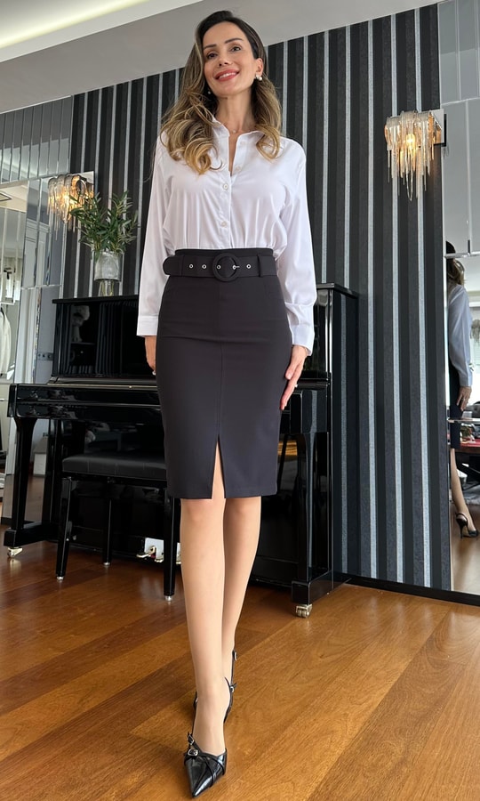 Siyah Midi Kalem Etek