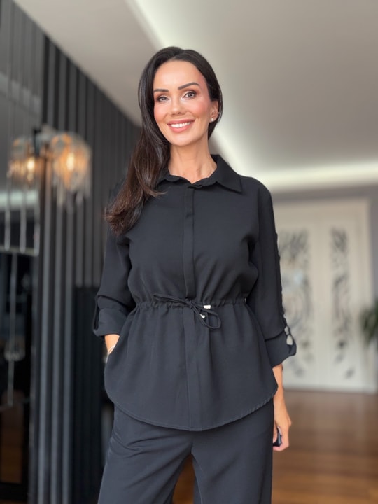 Siyah Tasarım Pantolon Ceket Takım