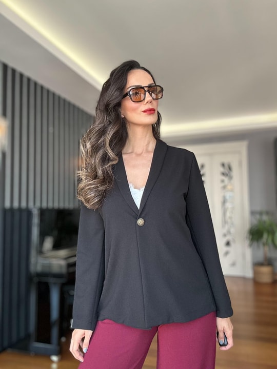 Siyah Tek Düğme Ceket
