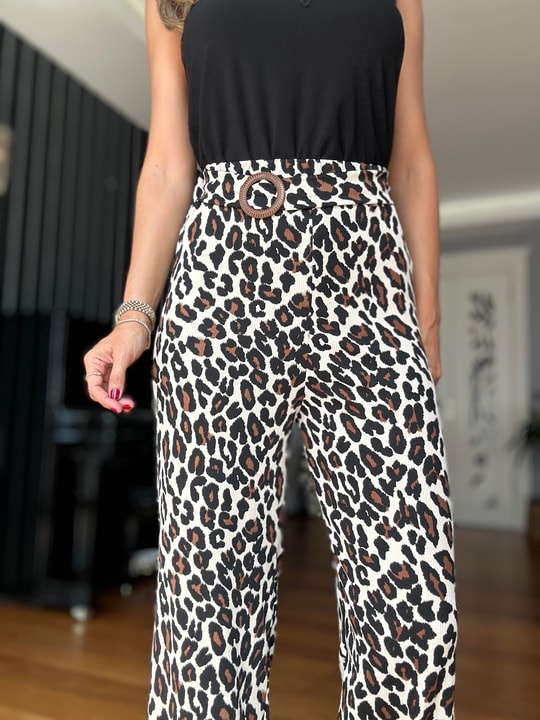 Tokalı Leopar Pantolon