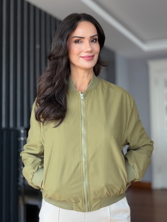 Yeşil Su Geçirmez Bomber Mont