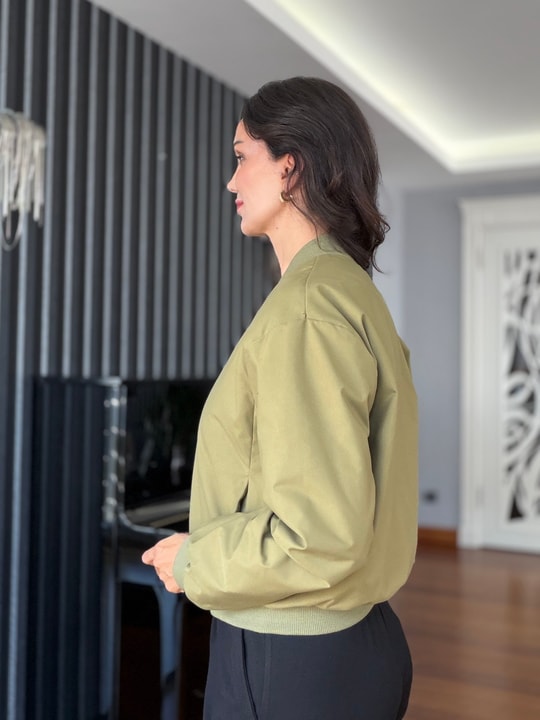 Yeşil Su Geçirmez Bomber Mont