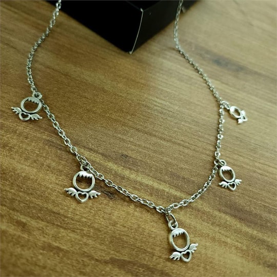5li Kanatlı Minik Kalp Motifli Kolye
