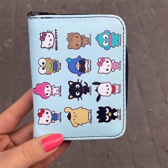 Cute Cartoon Characters Kolaj Kısa Cüzdan