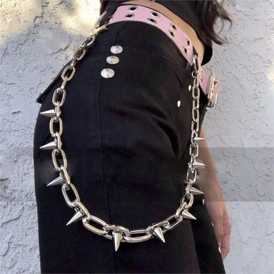 Gothic Punk Dikenli Pantolon Zinciri