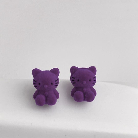Mor Hello Kitty Peluş Küpe