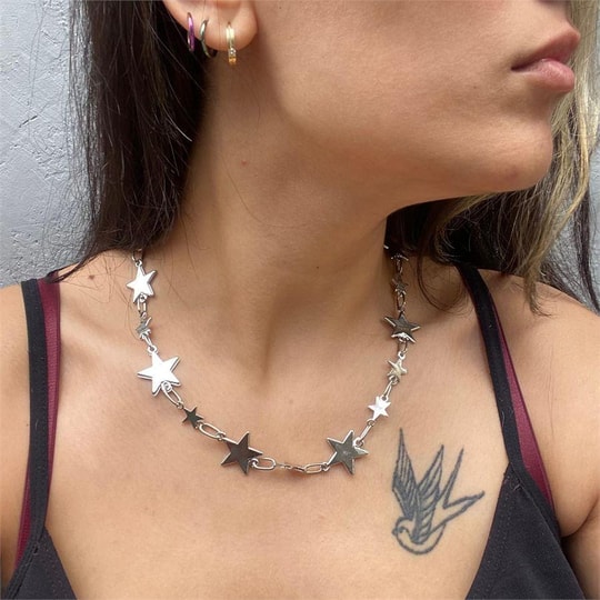 Row Of Stars Silver Kolye